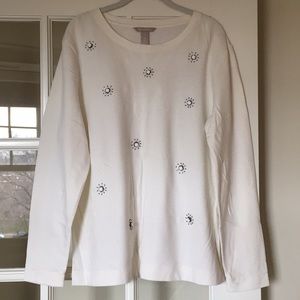 BR XL bejeweled cream sweatshirt